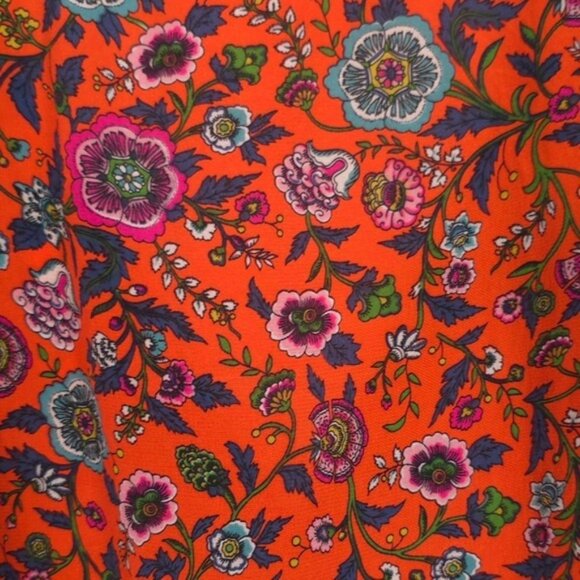 Maeve Anthropologie Maes Floral 100% SILK Top SMALL Kimono Sleeve Tie Back - Picture 9 of 10